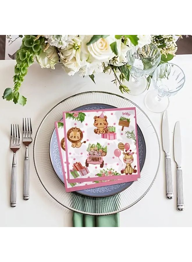 20 Pink Animal Napkins For Facial Tissues Square Napkins Restaurants Bakeries Table Settings Creative Decorations - Image 5