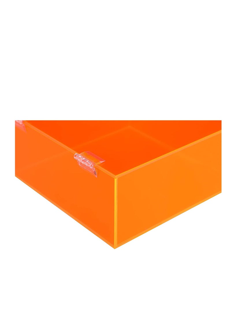 Lamsit Ibdaa Acrylic Box - Fluorescent Display Box with Hinges – Gift Showcase for Collectibles, Jewelries - Dustproof Protection Storage (10 x 10 x 5 cm) Orange - Image 4