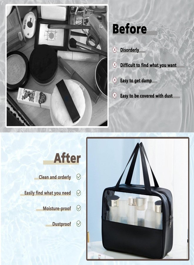 Realand Large Clear Toiletry Bags for Traveling, 4Pcs Waterproof Clear Travel Bags for Toiletries Women Men, Travel Toiletry Bag Set, Transparent Makeup Cosmetic Bag, Black - Image 4