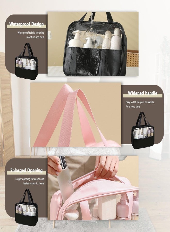 Realand Large Clear Toiletry Bags for Traveling, 4Pcs Waterproof Clear Travel Bags for Toiletries Women Men, Travel Toiletry Bag Set, Transparent Makeup Cosmetic Bag, Black - Image 3