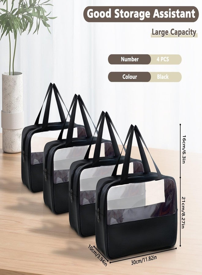 Realand Large Clear Toiletry Bags for Traveling, 4Pcs Waterproof Clear Travel Bags for Toiletries Women Men, Travel Toiletry Bag Set, Transparent Makeup Cosmetic Bag, Black - Image 2