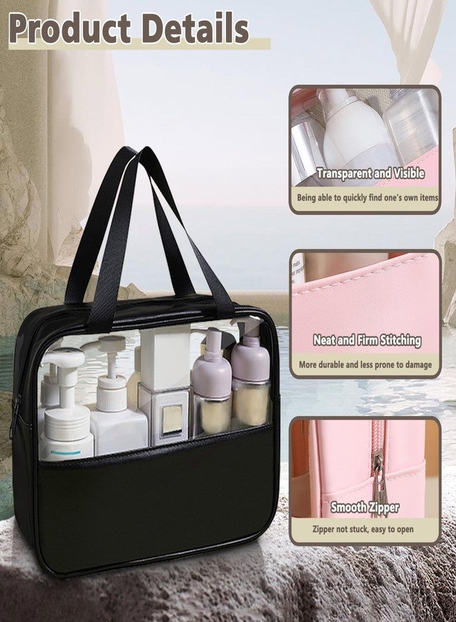 Realand Large Clear Toiletry Bags for Traveling, 4Pcs Waterproof Clear Travel Bags for Toiletries Women Men, Travel Toiletry Bag Set, Transparent Makeup Cosmetic Bag, Black - Image 5