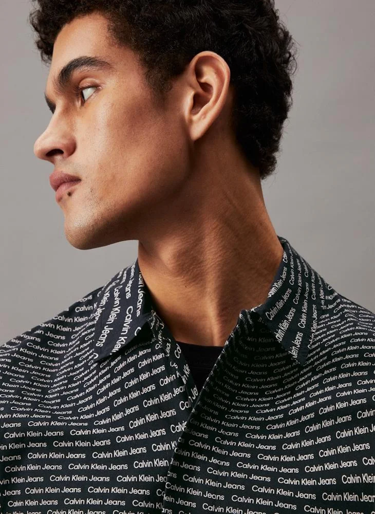 Calvin Klein Jeans Slogan Warp Aop Shirt