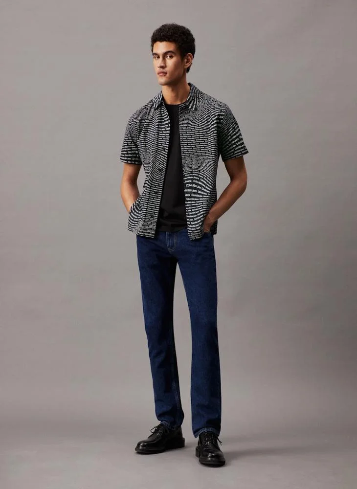 Calvin Klein Jeans Slogan Warp Aop Shirt