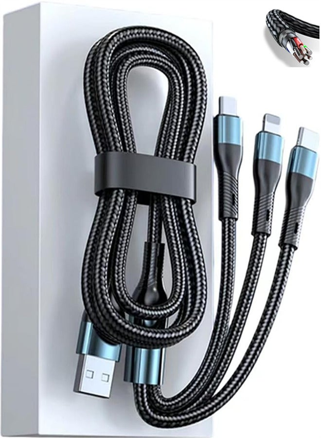 أكويلوكس كابل شحن سريع 3 في 1 USB - شاحن سريع بقوة 120 واط، كابلات شحن فائقة السرعة، شاحن عالمي للهواتف، كابل شحن متعدد للهاتف المحمول، الأجهزة اللوحية والمزيد. - Image 1