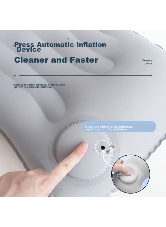 Ta Inflatable Pillow, Travel Pillow, Press-to Portable Lumbar Pillow, Backrest Cushion, Airplane Travel Essential, Hugging Pillow, Nap Pillow, Gray - Image 5