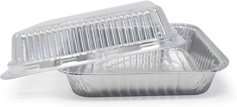 Fig & Leaf (35 Pack) 8” x 8” Square Baking Cake Pans with Plastic Dome Lids | Heavy Duty l Disposable Aluminum Foil Tins l Portable Food Containers l Perfect for Roasting Oven Toaster Cooking - Image 2