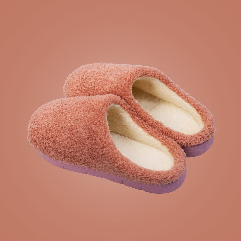 Plush Cotton Slippers Warm Non-slip Indoor Couples Home Pink 