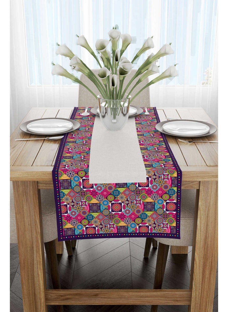 Cango Home - Pink Purple Ramadan Themed Motif Patterned Digital Printed Runner CGH1336-RN - Image 1