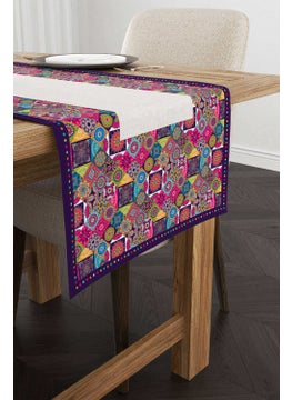 Cango Home Pink Purple Ramadan Themed Motif Patterned Digital Printed Runner CGH1336-RN  - Image 1