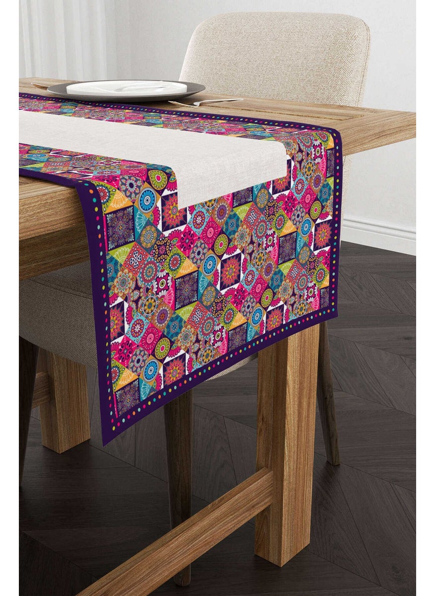 Cango Home - Pink Purple Ramadan Themed Motif Patterned Digital Printed Runner CGH1336-RN - Image 1