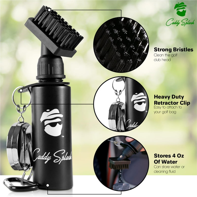 Caddy Splash Premium Golf Club Cleaner With Water- Heavy Duty Retractable Clip- Squeeze Bottle For Easy Cleaning With Nylon Bristles- Golf Water Brush- Holds 4 Oz Water- Usa Company - Image 2