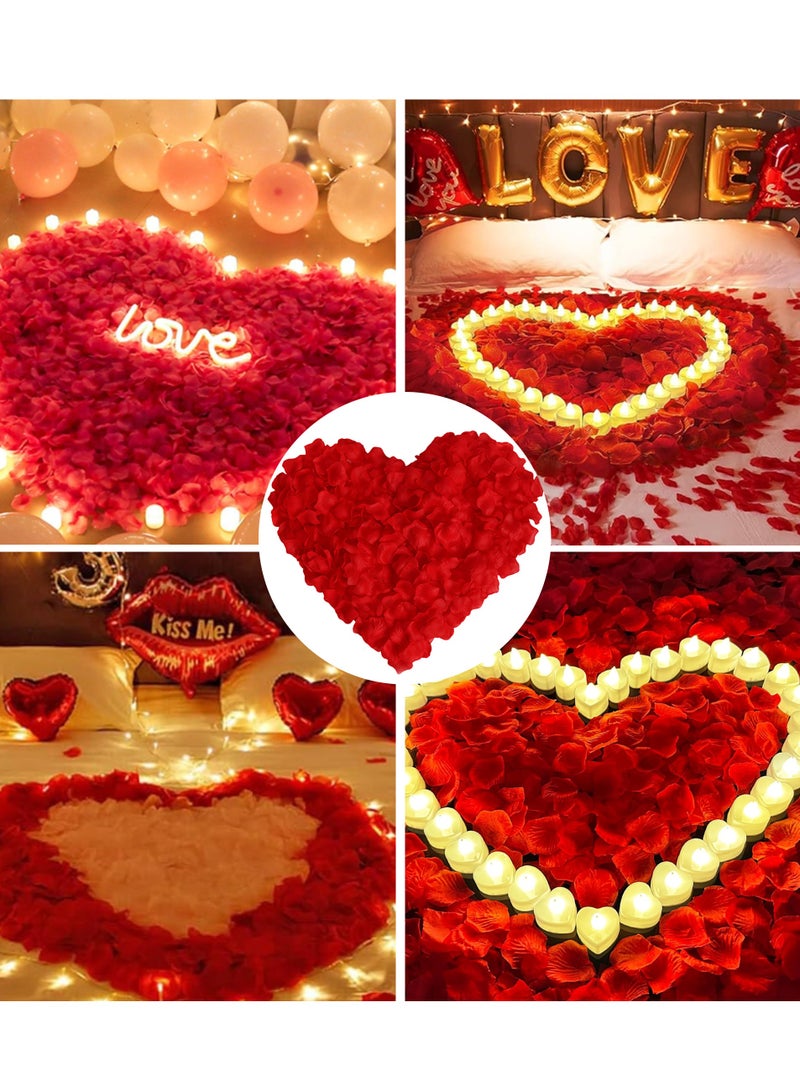 Bluelans 24Pcs LED Candles Light with 2000 Artificial Rose Petals for Romantic Decoration for Special Evening Outfits,Wedding Anniversaries or Table Decorations  - Image 4