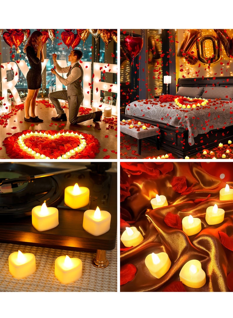 Bluelans 24Pcs LED Candles Light with 2000 Artificial Rose Petals for Romantic Decoration for Special Evening Outfits,Wedding Anniversaries or Table Decorations  - Image 5
