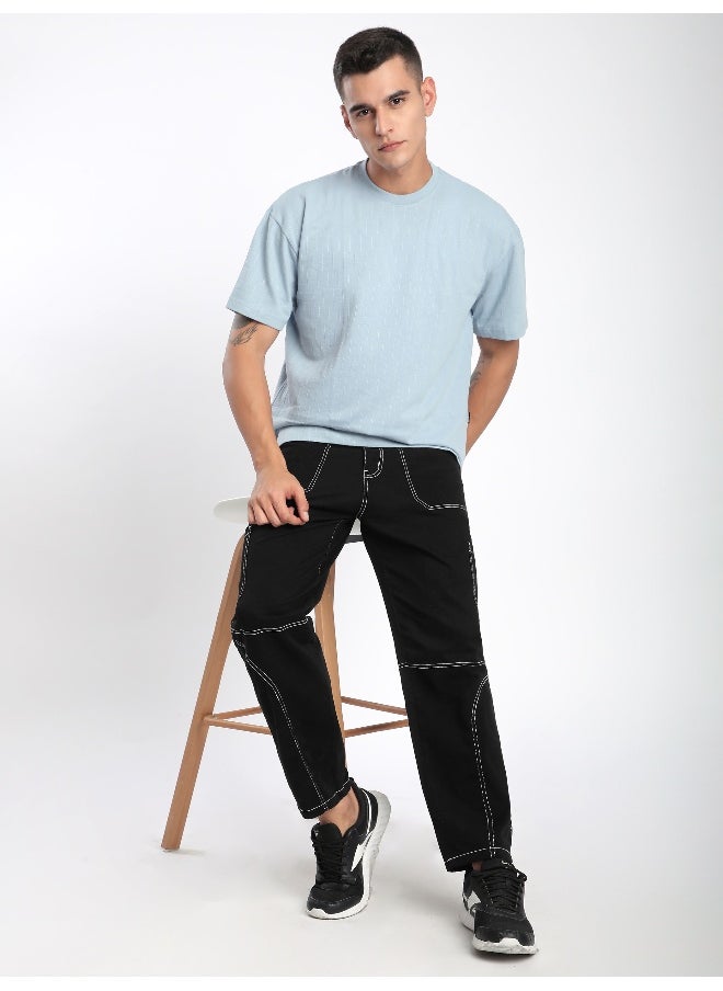 Beyoung Black Patch Pocket Contrast Stitch Cargo Pants  - Image 4