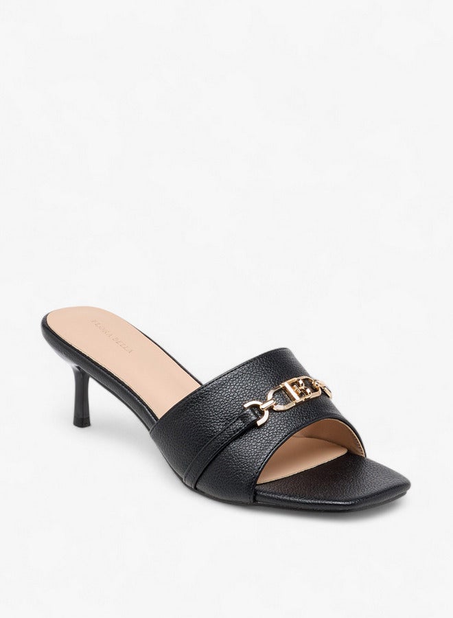Flora Bella By Shoexpress Women Metal Accent Slip-On Sandals with Stiletto Heels  - Image 3