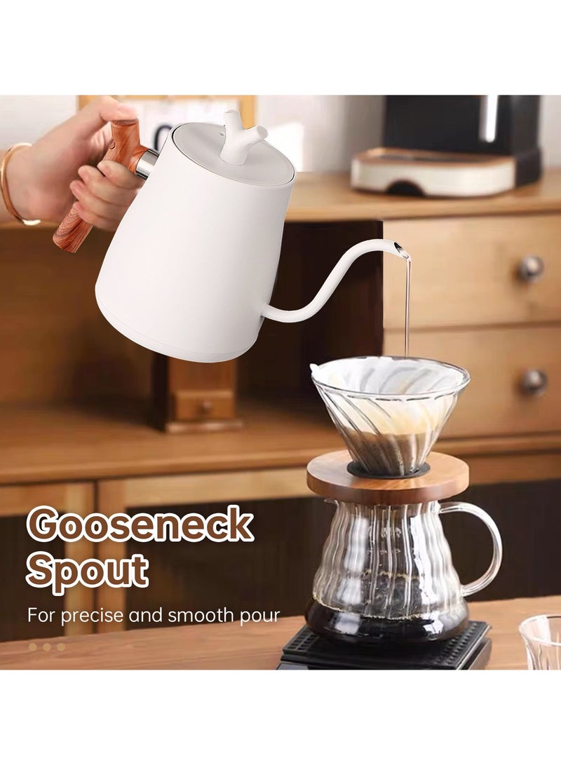 Perfin Electric Gooseneck Kettle 1L 1000W Water Kettle for Pour-over Coffee & Tea, 304 Stainless Steel Coffee and Tea Pot, Constant Temperature Coffee Kettle(White) (White) - Image 3