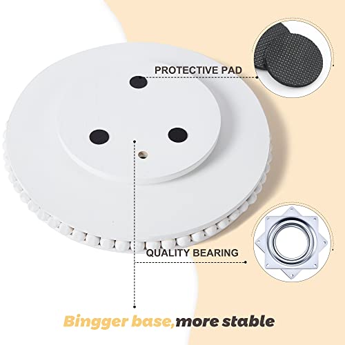 Tomoaza 12 Inch White Beaded Lazy Susan for Table TopWooden Decorative Kitchen Organizer Turntable for CountertopLazy Susan for Dining Table Centerpiece Tray - Image 3