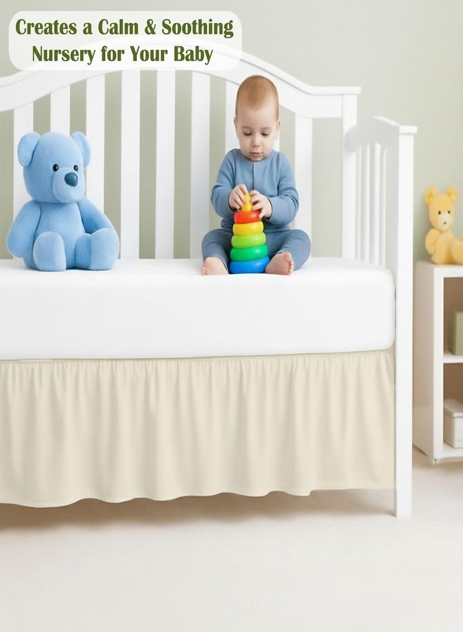Peace Sleep Bedding Luxury Crib Bed Skirt 28" x 52" with 14 Inch Drop Soft & Breathable Dust Ruffle Fits Standard Crib and Toddler Bed Nursery Microfiber Fabric Ruffle Bed Skirt for Baby Boys or Girls Ivory Solid - Image 5