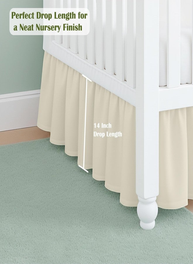 Peace Sleep Bedding Luxury Crib Bed Skirt 28" x 52" with 14 Inch Drop Soft & Breathable Dust Ruffle Fits Standard Crib and Toddler Bed Nursery Microfiber Fabric Ruffle Bed Skirt for Baby Boys or Girls Ivory Solid - Image 3