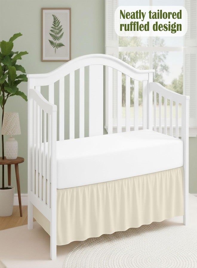 Peace Sleep Bedding Luxury Crib Bed Skirt 28" x 52" with 14 Inch Drop Soft & Breathable Dust Ruffle Fits Standard Crib and Toddler Bed Nursery Microfiber Fabric Ruffle Bed Skirt for Baby Boys or Girls Ivory Solid - Image 2