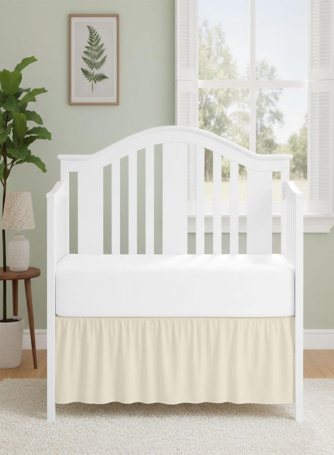 Peace Sleep Bedding Luxury Crib Bed Skirt 28" x 52" with 14 Inch Drop Soft & Breathable Dust Ruffle Fits Standard Crib and Toddler Bed Nursery Microfiber Fabric Ruffle Bed Skirt for Baby Boys or Girls Ivory Solid - Image 1