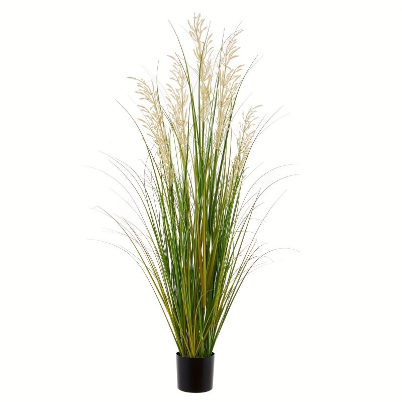 Faux Pampas Grass 47 Inches Tall For Home Office Decor With Pot Set Of 2 - Image 1