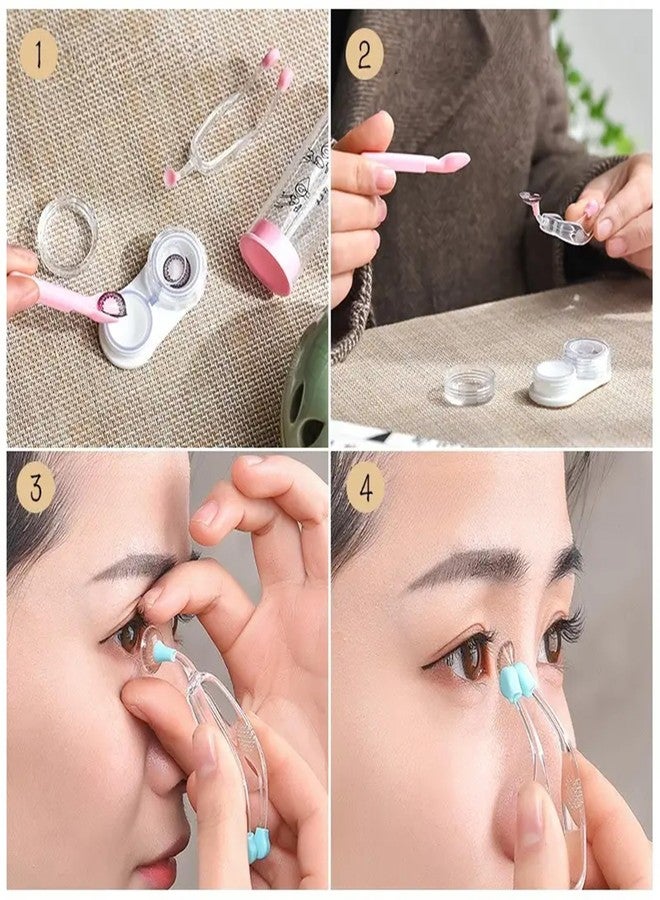 AUGEN Portable Contact Lens Remover & Insertion Tool Set for New Users | Soft Silicone Applicator with Travel Case | Tumbler Design for Hygiene (Blue) - Image 3