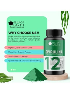 BLISS OF EARTH Maca Root Extract Capsules and Spirulina Supplement Capsules For Men and Women 500mg High Potency Root Extract 60 Veg Capsules For Pre Workout Energy Stamina and Endurance  - Image 5