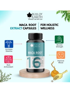 BLISS OF EARTH Maca Root Extract Capsules and Spirulina Supplement Capsules For Men and Women 500mg High Potency Root Extract 60 Veg Capsules For Pre Workout Energy Stamina and Endurance  - Image 2