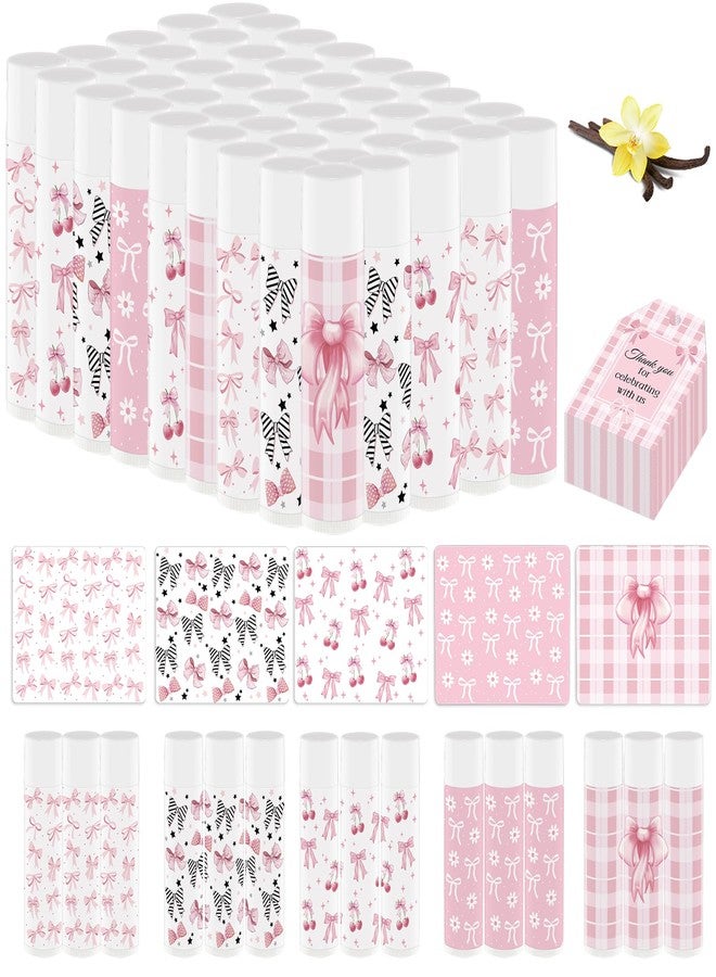 Nlicrst 50 Pack Pink Bow Baby Shower Favors Bulk Lip Balm Girls Favors Gifts for Bachelorette Girls Pink Bow Moisturizing Lip Care Pretty lipstick Mother's Day Birthday Party Supplies Decorations(pink bow) - Image 1