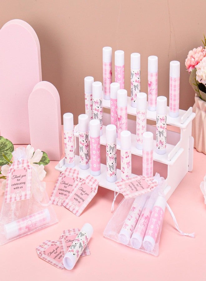 Nlicrst 50 Pack Pink Bow Baby Shower Favors Bulk Lip Balm Girls Favors Gifts for Bachelorette Girls Pink Bow Moisturizing Lip Care Pretty lipstick Mother's Day Birthday Party Supplies Decorations(pink bow) - Image 5