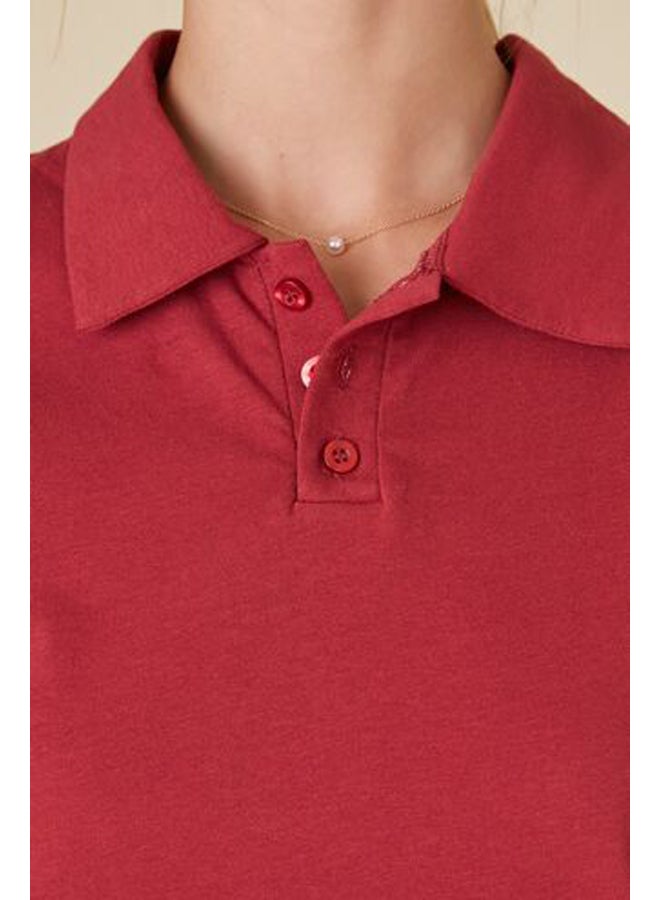 FOREVER 21 Cropped Jersey-Knit Polo Shirt - Image 5