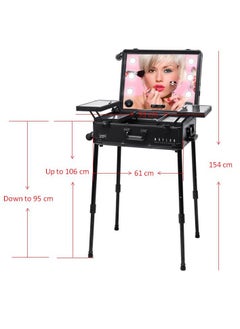 MAYLAN Makeup Vanity Mirror Stand Trolley Case with LED lights Black  - Image 5