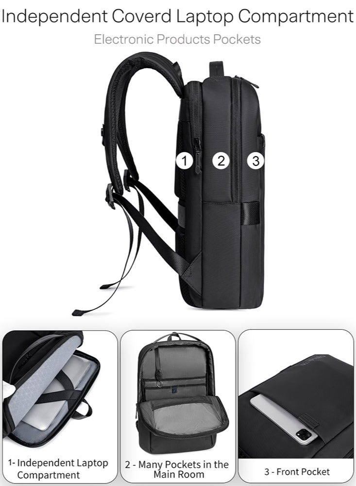 ARCTIC HUNTER Durable Office Laptop Backpack, Business Travel School Book Bag with Laptop Compartment for Men, Black - Image 4