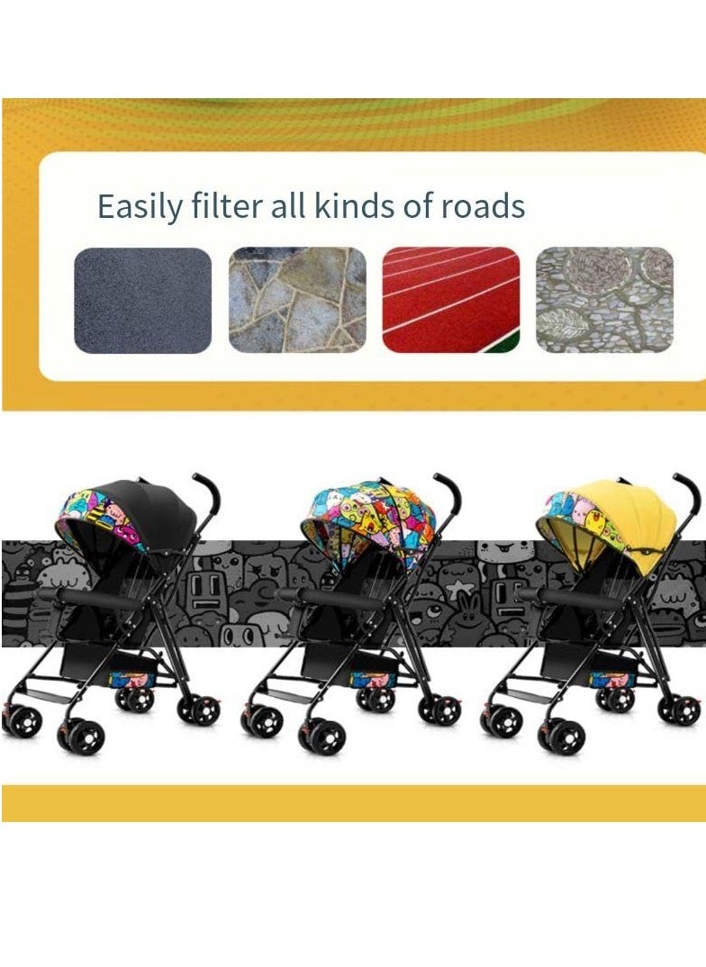 PENG GENERAL Baby Stroller, Folding Compact Travel Stroller, Small Children's Stroller with Adjustable Backrest, Footrest, Storage Basket and Extra-Large Canopy Cup Holder Multicolour Big  - Image 4