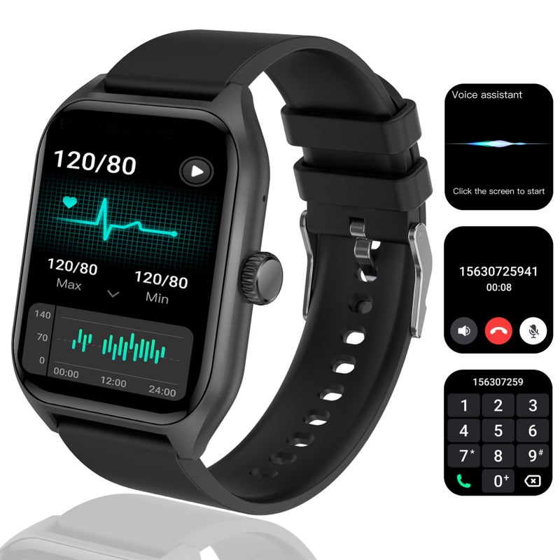 Smart Watch 1.96inch 240*282 Full-screen Touch Health Monitoring Sleep Monitor Watch IP67 Waterproof BT5.2 Call 45 Days Long Standby Time 100+ Multi-sport Modes for Men Women Health Monitor Watch - Image 3