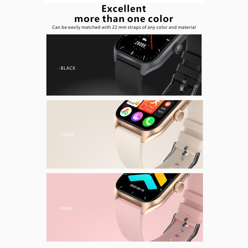 Smart Watch 1.96inch 240*282 Full-screen Touch Health Monitoring Sleep Monitor Watch IP67 Waterproof BT5.2 Call 45 Days Long Standby Time 100+ Multi-sport Modes for Men Women Health Monitor Watch - Image 2