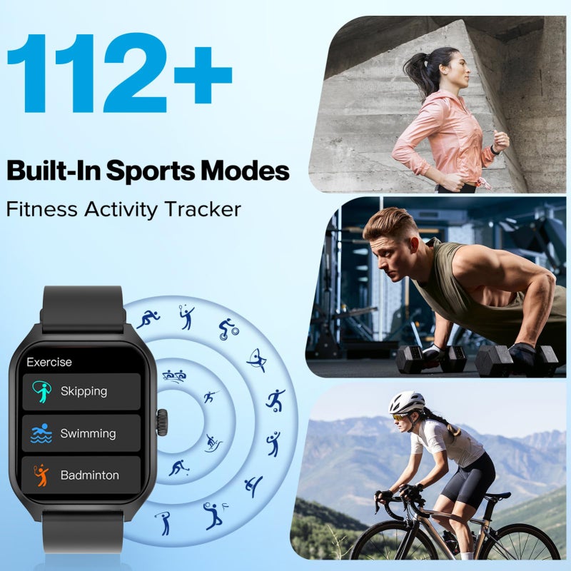 Smart Watch 1.96inch 240*282 Full-screen Touch Health Monitoring Sleep Monitor Watch IP67 Waterproof BT5.2 Call 45 Days Long Standby Time 100+ Multi-sport Modes for Men Women Health Monitor Watch - Image 4