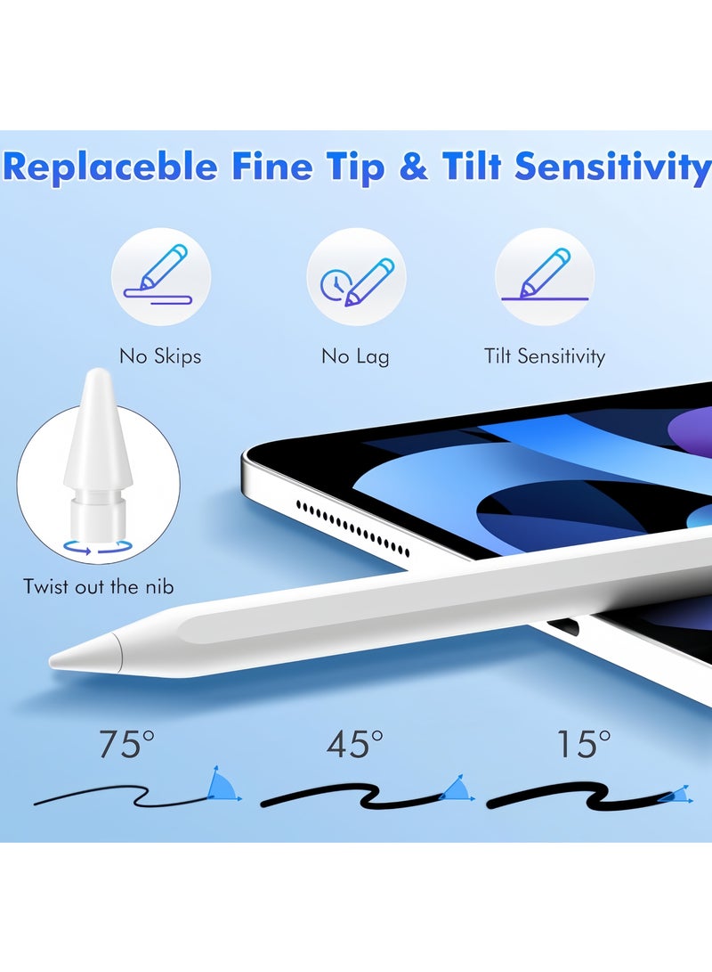 Stylus Pen  for iPad 9th10th Gen generation iPad Pen with 14-minute Fast Charging  Palm Rejection For Apple iPad 2018 and Later White - Image 4