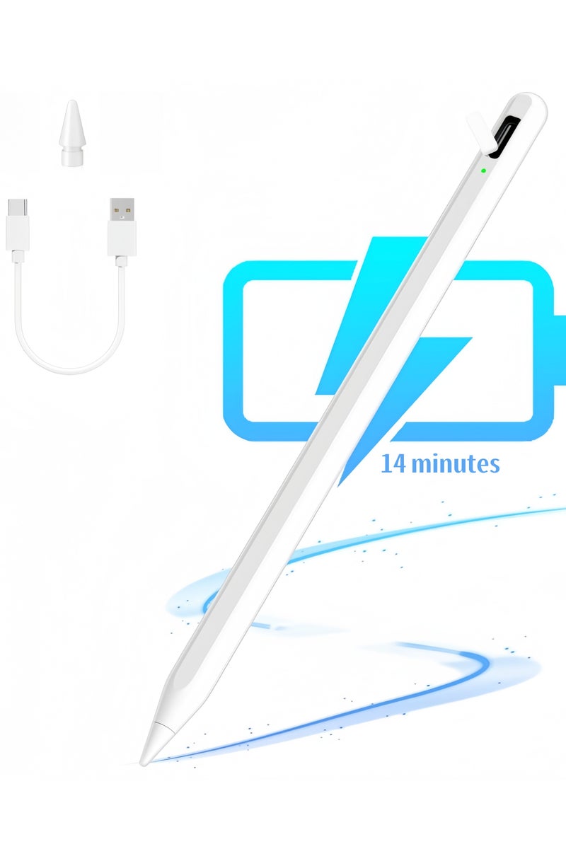 Stylus Pen  for iPad 9th10th Gen generation iPad Pen with 14-minute Fast Charging  Palm Rejection For Apple iPad 2018 and Later White - Image 2