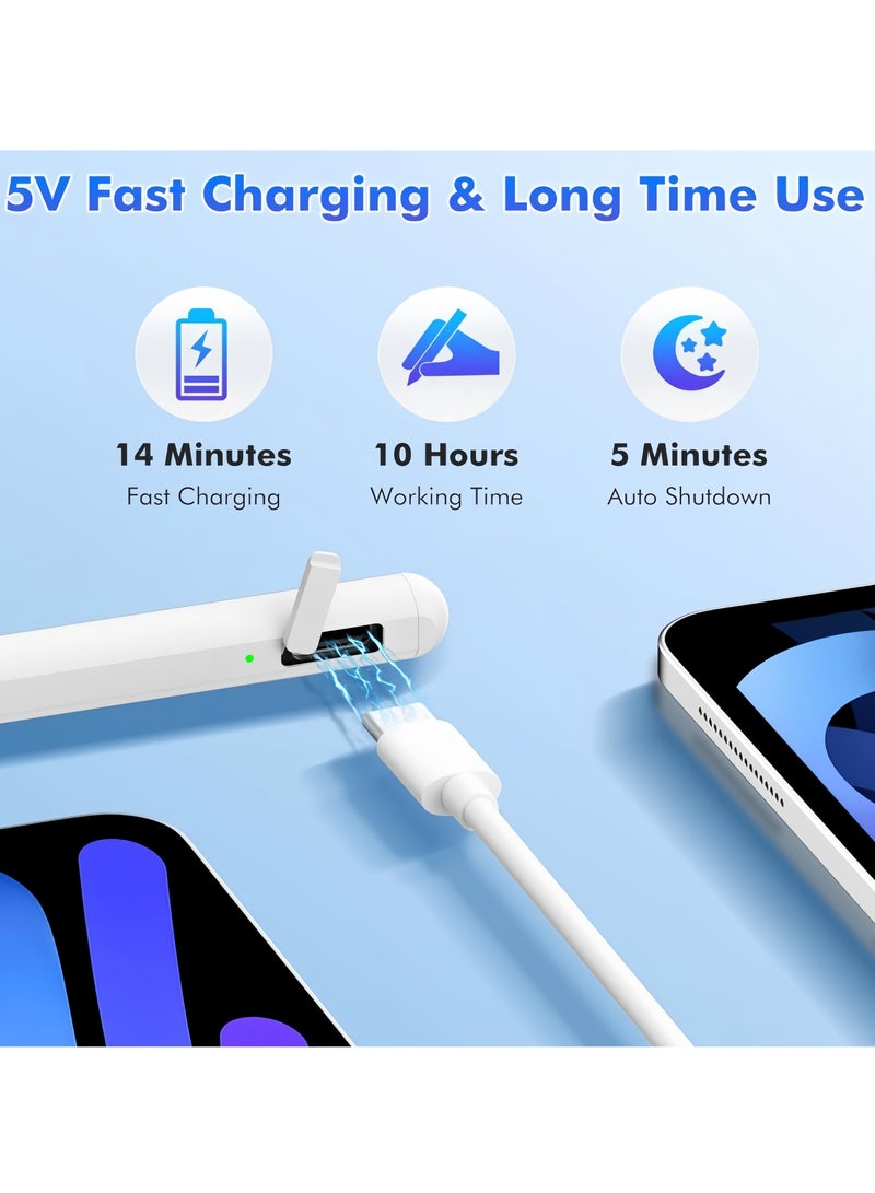 Stylus Pen  for iPad 9th10th Gen generation iPad Pen with 14-minute Fast Charging  Palm Rejection For Apple iPad 2018 and Later White - Image 3