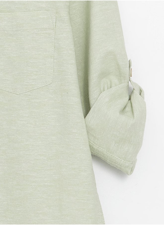 LC WAIKIKI Grandad Collar Linen Blend Boy Shirt  - Image 3