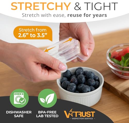 Orblue Silicone Stretch Lids 6-Pack Small for Fresh Food Storage - Seal in Flavors, Keep Food Fresh and Reduce Waste Transparent - Image 2
