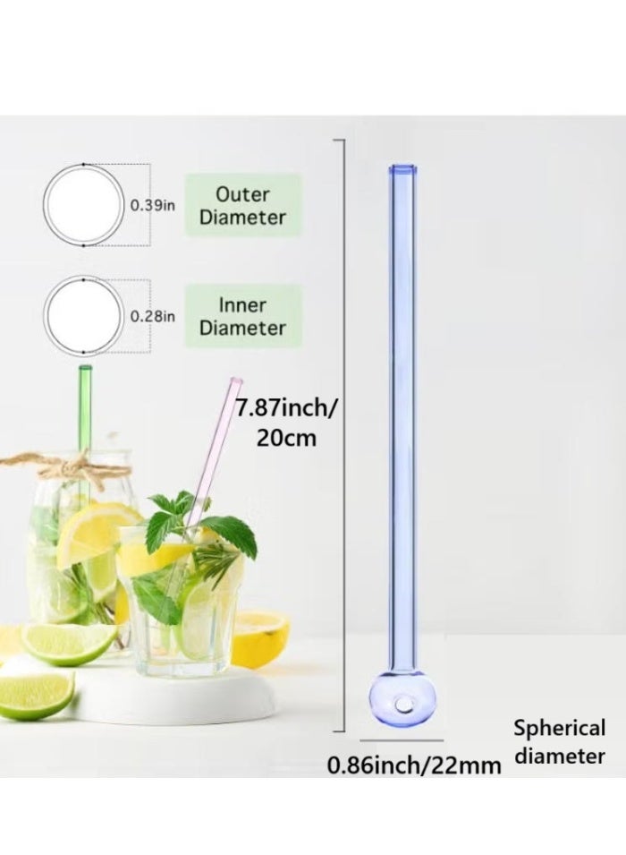 دي آند أل 8 قطع من مجموعة أغذية زجاجية قابلة لإعادة الاستخدام 7.87 بوصة، أنابيب شرب مقاومة للتكسر مع فرشاة تنظيف، خالية من BPA، آمنة في غسالة الصحون، مثالية للاستهلاك مع الشوربات والقهوة والمشروبات الباردة/الساخنة. - Image 2