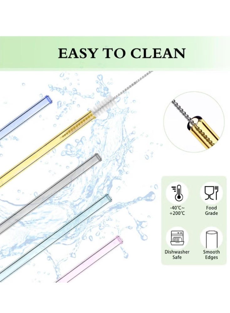 دي آند أل 8 قطع من مجموعة أغذية زجاجية قابلة لإعادة الاستخدام 7.87 بوصة، أنابيب شرب مقاومة للتكسر مع فرشاة تنظيف، خالية من BPA، آمنة في غسالة الصحون، مثالية للاستهلاك مع الشوربات والقهوة والمشروبات الباردة/الساخنة. - Image 5