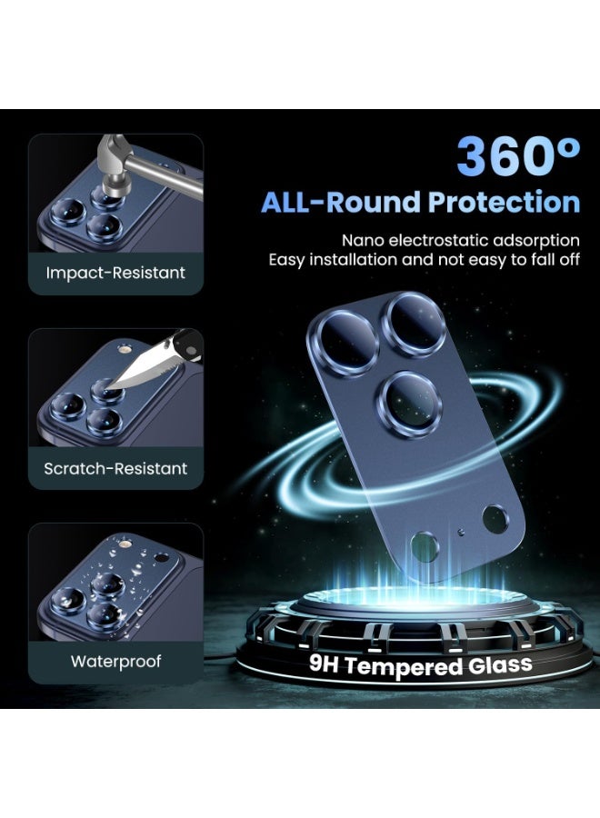 TIGER Compatible with iPhone 17 Pro Max Camera Lens Protector – [Not Easy to Break] [Strong Adsorption] [Case-Friendly] Premium Metal Tempered Glass Rear Camera Screen Cover, Ultra HD Transparent, Anti-Scratch, Anti-Fingerprint Lens Guard for Full Camera Protection and Clear Photography – Deep Blue - Image 2