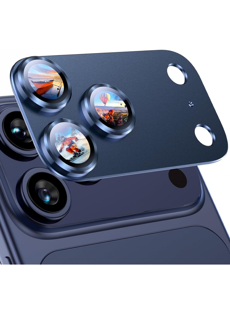 TIGER Compatible with iPhone 17 Pro Max Camera Lens Protector – [Not Easy to Break] [Strong Adsorption] [Case-Friendly] Premium Metal Tempered Glass Rear Camera Screen Cover, Ultra HD Transparent, Anti-Scratch, Anti-Fingerprint Lens Guard for Full Camera Protection and Clear Photography – Deep Blue - Image 1