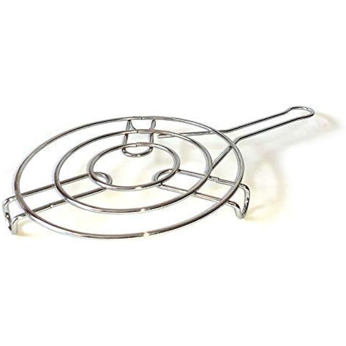 أي كي دي سي حامل وعاء ساخن بمقبض، حامل أطباق ساخنة، حامل ثلاثي القوائم من الفولاذ المقاوم للصدأ مطلي باللون الفضي، حامل مقلاة ساخنة، حاملات أطباق ساخنة، حامل طاولة، إبريق شاي، مطبخ - Image 3