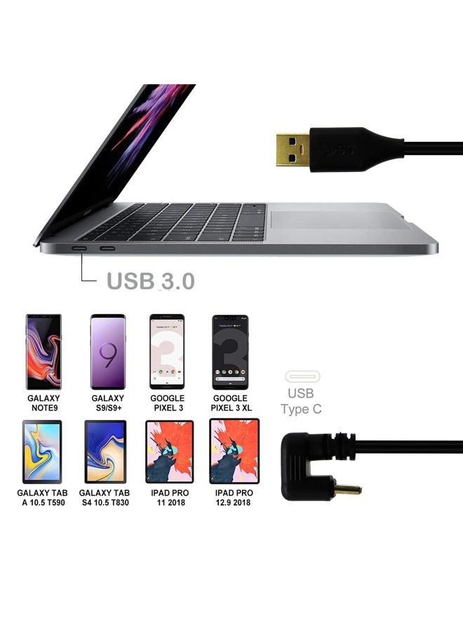 AWADUO 3.0 USB U Shaped USB C Cable, Type C Male 180 Degree to USB 3.0 Male Cord Car Data Cable, 24/28AWG 180 Degree USB C Charging Cables for Galaxy S9/S9＋/Note 9(1M) - Image 5
